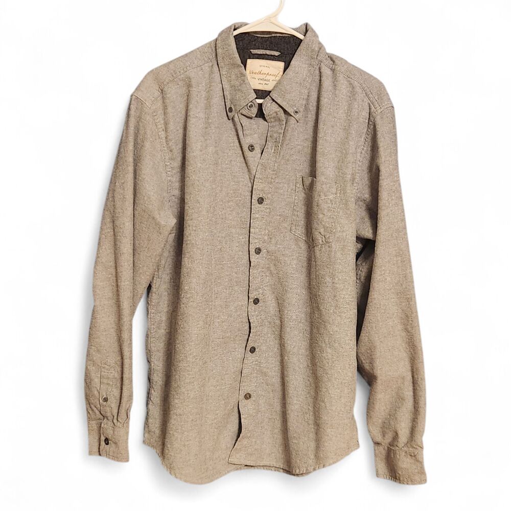 Weatherproof Vintage Button Down Shirt Men’s XL Tan Long Sleeve